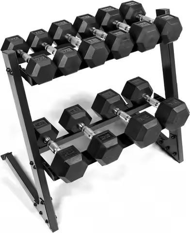 200Lb Dumbbell Set 10 30Lb Dumbbell Set with Two Tier Storage Rack for Muscle Toning Strength Buildi