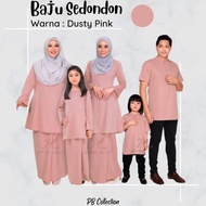 Baju Raya Sedondon Dusty Pink (Pink Belacan) Baju Kurung Riau Baju Melayu Kurta Set Family Ayah Ibu 