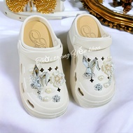 Women's High Sole Sandals with Stone Studs, Apricot Blossoms, 7cm Height Sole