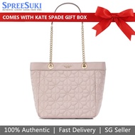 Kate Spade Handbag In Gift Box Spade Flower Quilted Medium Tote Cozy Grey # KK156