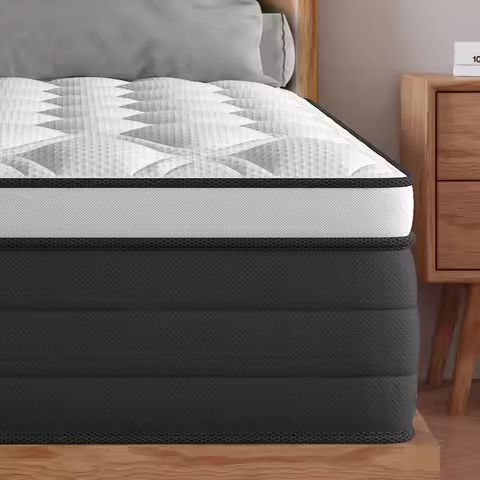 12 Inch Twin Full King Queen Mattress in A Box, Hybrid Memory Mattresses Euro Top Medium Firm for Ba