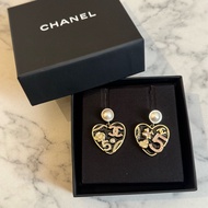 Chanel ABD341珍珠愛心吊飾耳環  超美😻❤️‍🔥❤️‍🔥