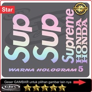 Cutting Sticker Stiker SUPREME Suprem Motor Scoopy Vespa Set Lis Striping Hologram merah putih gol