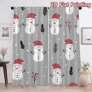 2D flat printing 2pcs curtain Christmas Snowman Design Digitally printed, durable Party Decorations 