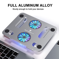 Double Layers Laptop Stand with Cooling Fans Aluminum Alloy ipad Stand Holder Laptop Cooler