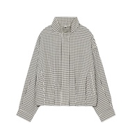 HXAO Plaid Womens Bomber Jacket Demi-Season Long Sleeve Crop Jacket Woman Chic Oversized Checked Var