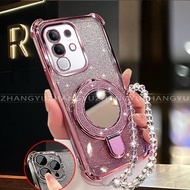 Suitable for Vivo Y29 4G Y29S Y04 TPU phone case 2025 shockproof new makeup mirror holder Crystal la