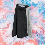 二手 T-PARTS 黑白 格紋 棉質 排釦 A字型 中低腰 31 長裙 G108