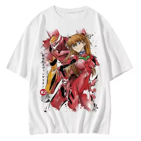 Asuka Neon Genesis Evangelion Anime Printed T-shirt Men's and Women's T-shirt Men's Top Sports T-shi