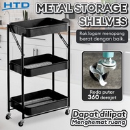 HTD Sport Metal Storage Rak Susun Roda 3 Susun Serbaguna Penyimpanan Model 4177