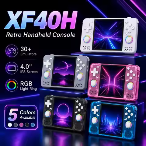 XF40H Handheld Game Console 4.0inch IPS Screen Open Source Linux System Pocket Video Player with 30+