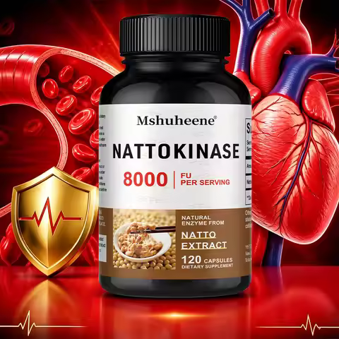 Nattokinase 8000 FU Capsules (Non-GMO & Gluten Free) - Maintains Blood Pressure Balance, Supports Ca