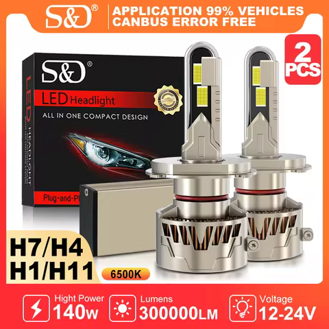 S&D H7 H4 LED Car Headlight Bulb H11 H8 H9 300000LM 140W 9005/9006 9012 U-Shaped Led Car Headlight C