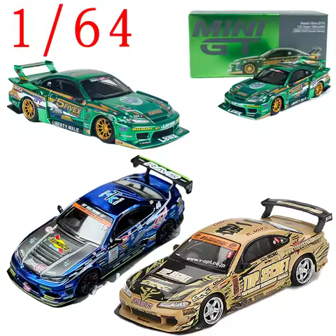MINI GT Diecast 1/64 Scale Nissan Silvia S15 D-MAX Sports Car Model Nissan Silvia S15 Top Secret Car