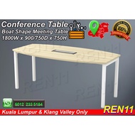 Office Table - Boat Shape Conference Table / Meeting Table with Aluminium Flipper Box with Cover