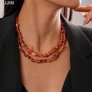 YUJIN Colorful Necklace, Elegant Double-layer Beaded Necklace, Fashion Exaggerate Irregular Jewelry 