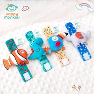 Happy monkey Baby Toys 0-6 Months Baby Wrist Rattle Baby Cartoon Animal Hand Strap 8.22