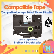 9mm Tze-121 221 621 compatible label tape Label PrinterPT-H110 D210 D450 D600 P700 P750W E110VP E300