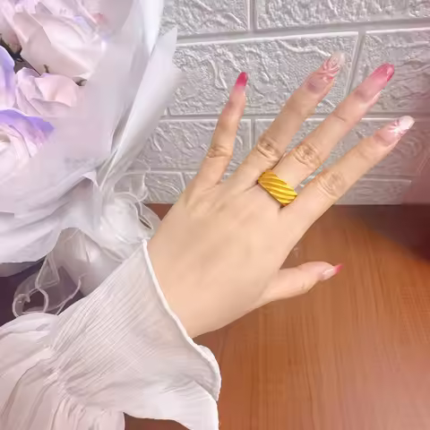 High-end jewelry 24K real gold gold-plated ancient ring au9999 pure gold fashion ring for men