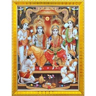 Latest Shri Ram Darbar Ram Sita With Laxman Hanuman Ji Giving Blessing Poster Puja Room Temple