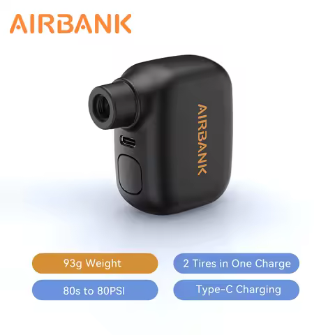 AIRBANK AS100 Mini Portable Bicycle Pump Rechargeable Air Inflator 100PSI Type-C Bike Accessories fo