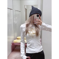 Acne Studios New Style Christmas Two-Piece Round Neck Gold Letter Design High Elastic Slim-Fit Long 