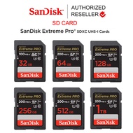 SanDisk Extreme Pro SD Card SDXC Speed R 200MBs 32 /64/128/256/512/1TB (SDSDXXD) เมมโมรี่การ์ด SDCARD  กล้องถ่ายภาพ DSLR ประกัน Synnex lifetimeอายุการใช้งาน โดย Synnex Lifetime  (สีดำ)