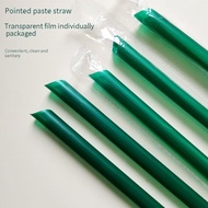 Dorable 100-Pack Dark Green Straight Pointed Drinking Straws, 6x230mm Film-Wrapped Tubes for Tumbler