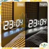 LED Jam Dinding /Meja Modern Digital 3D White LED Wall Clock Alarm Clock Snooze 12/24 Hour Display U