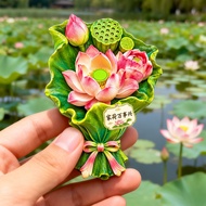 Lotus Resin Magnetic Embossed Bouquet Refrigerator Sticker Home Lotus MasterCard Home Decoration Sou