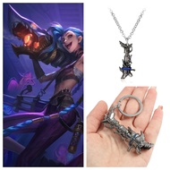 League of Legends Arcane Jinx Shark Mouth Gun Weapon Metal Pendant Necklace and Keychain Cosplay Jew