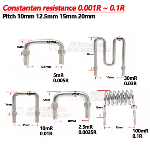 10PCS Constantan resistance/ ibuw sampling resistor 0.001R ~ 0.1R pitch 10mm 12.5mm 15mm 20mm /1mR ~