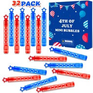 Leetous Fourth of July Kids Party Favors Supplies,32 Pack Mini Bubbles Wands for 4th of July Goodie 