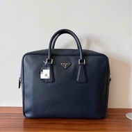 普拉達 Prada 藍色 正標 男土公文包  缺肩帶 🈚附件