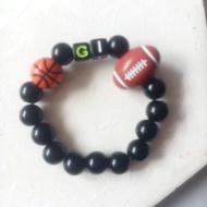 Aeesha- Black ball boy's name bracelet