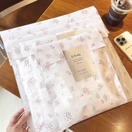 Floral Design Flat Plastic Bags - High-End Clothing Store Frosted Gift Packaging for Women's Apparel