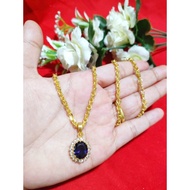 24k gold yellow crystal necklace