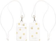 Kate Spade New York ID Badge Holder with Lanyard, Vegan Leather Slim Card Wallet, Name Tag Case for Work, School, or Travel, Gold Dot with Script