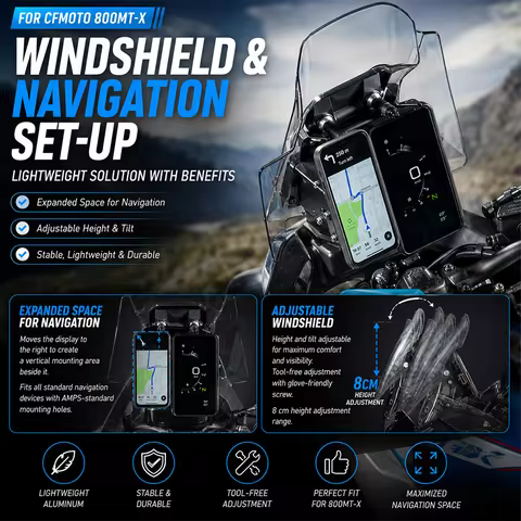 Motorcycle Navigation Tower For 800MTX 800MT-X Windshield Adjustment Bracket 800 MTX MT-X800 MTX800 