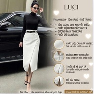 LUCI CV012 2-LAYER Office Pencil Skirt 72cm Long - Slim Skirt with Flap to Hide the Belly in VinTech