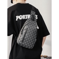 Men checked crossbody bag chest pack