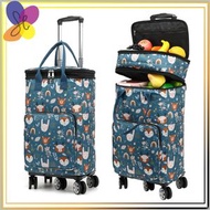 5輪萬向輪買餸車(免子) 雙層加大號購物車 袋內層錫紙鋁袋設計冷凍保鮮環保袋 輕便折疊兩用手拉車 街市購物車 行理車 手推車 車尾箱必備摺車