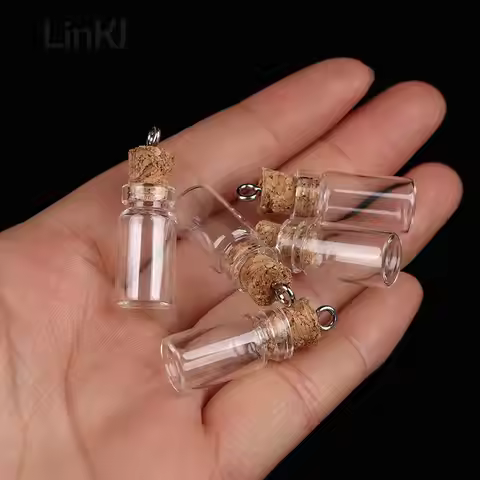 2/10Pcs Mini Glass Bottles Small Vials Cork Glass Jars Multi Usage Cork Wish Glass