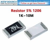 [100pcs] 1206 SMD Resistor 5% 1/4W 1K 10M 2.2K 2.7K 6.8K 10K 22K 33K 47K 68K 100K 220K 270K 330K 470