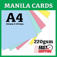 Manila Card 220gsm A4 (210 x 297) /Pastel Colour /Kad Manila Kertas Warna /Craft Paper /School /Offi