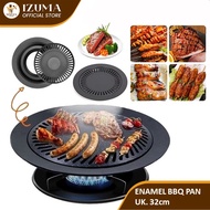 Izuma Round BBQ Grill 32Cm Ultra Grill Pan Drip Pan Plate Non-Stick And Capitan/ Korean-Style Meat Grill Smokeless Stove