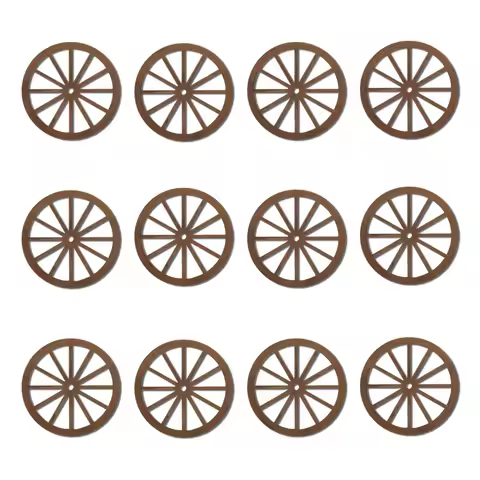 12Pcs Wagon Wheel Decor Wooden Western Cowboy Party Decorations Vintage Rustic Wagon Wheel Wood Cart