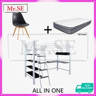 FREE SHIPPING Combo Set Aloha Loft Single Size Bed Frame Single Spring Mattress Study Table - CM-BF6