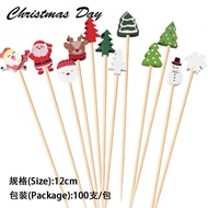 Creative Bamboo Stick Christmas Santa Claus Christmas Fruit Stick Decoration Cocktail Stick