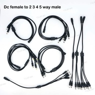 DC 1 Female to 2 3 4 5 way 22awg 18awg Male connector Power Supply Splitter Plug adapter Cable cord 